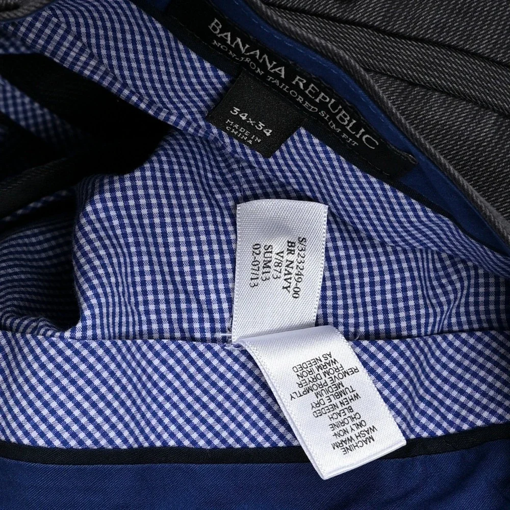 Banana Republic Pants Mens 34x34 (34x32) Gray Tailored Slim Chino Trousers Work‎